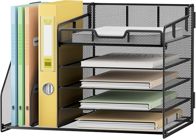 Lavatino Desk Organizer, 5-Tier Metal Mesh Paper Letter Tray - Image 2