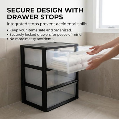 Wide 3-Drawer Storage Organizer Tower - Image 5