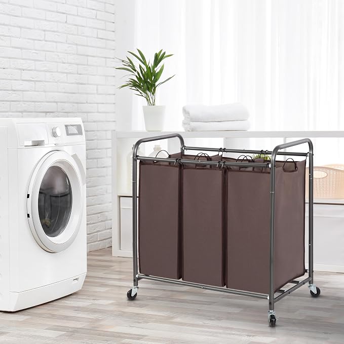 STORAGE MANIAC 3 Section Laundry Sorter, 35.9 Gal Laundry Hamper Cart - Image 7