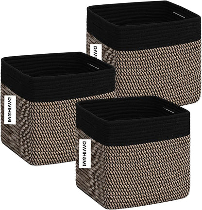 Cube Storage Bins 11 Inch Cotton Rope Woven Storage Basket by DAVIHOMI