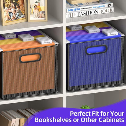 2 Pack Hanging File Organizer, File Folder Organizer Box Filing Crate Storage - Image 7