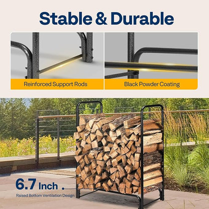 VIVOHOME 3 ft Heavy Duty Firewood Rack Outdoor - Image 6