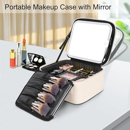 Relavel Makeup Bag with Led Mirror Travel Makeup Train Case Cosmetic Organizer - Image 5