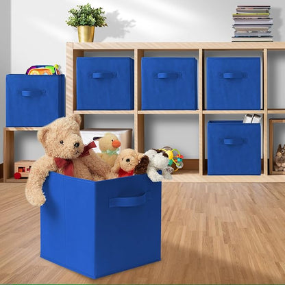 Casafield Set of 6 Collapsible Fabric Cube Storage Bins, Royal Blue - Image 5