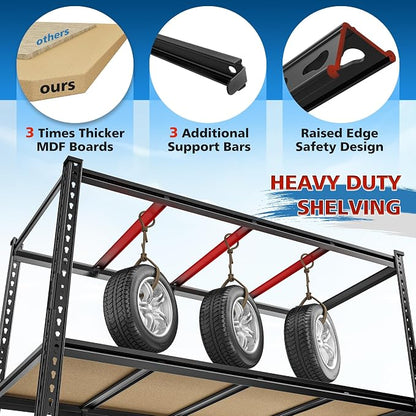 55" W Storage Shelves, 3060LBS Garage Shelving, 6-Tier Heavy Duty Shelving - Image 4