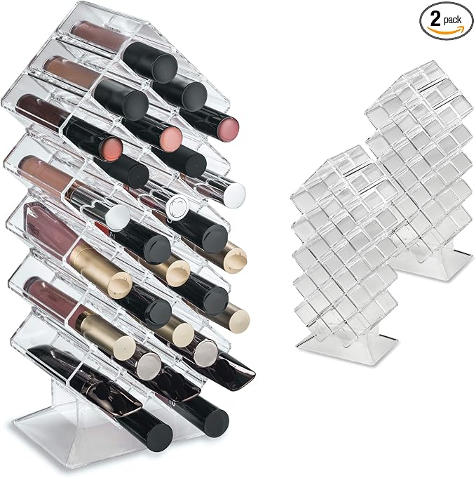 BY ALEGORY Acrylic Lip Gloss Makeup Organizer 28 Space Storage w/Deep Slots by BYALEGORY