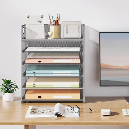 Subekyu 6-Tier Desk Paper Organizer, Desktop File Letter Tray - Image 6