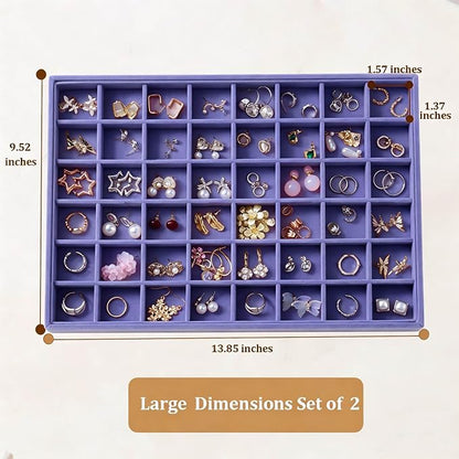 Large Velvet Jewelry Tray 2 Pack Stackable Jewelry Display Drawer Inserts Trays - Image 5