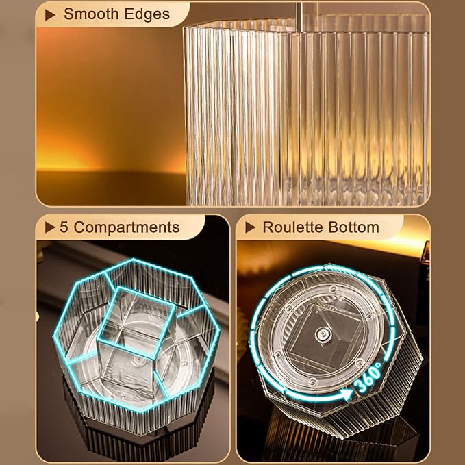 LINFIDITE 360°Rotating Makeup Brush Holder Cosmetic Display Case Clear Makeup - Image 5