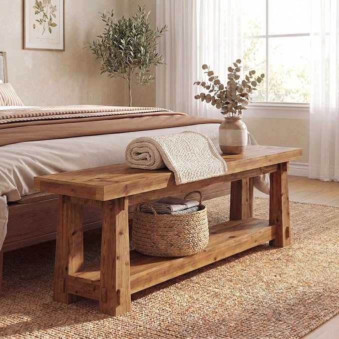 55'' Solid Wood Entryway Bench - Image 4