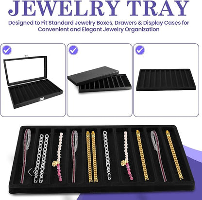 Novel Box 5 Pack 10-Slot Black Liner Jewelry Storage Tray Inserts 14.75x8.25x1 - Image 8