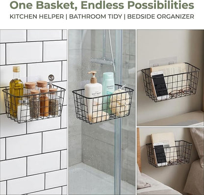2 Set Adhesive Hanging Wall Basket Inside Cabinet Door Organizer, Wall Storage - Image 12