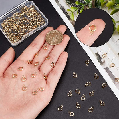 CREATCABIN 100Pcs 18K Gold Plated Column Bail Beads Stainless Steel Hanger - Image 3