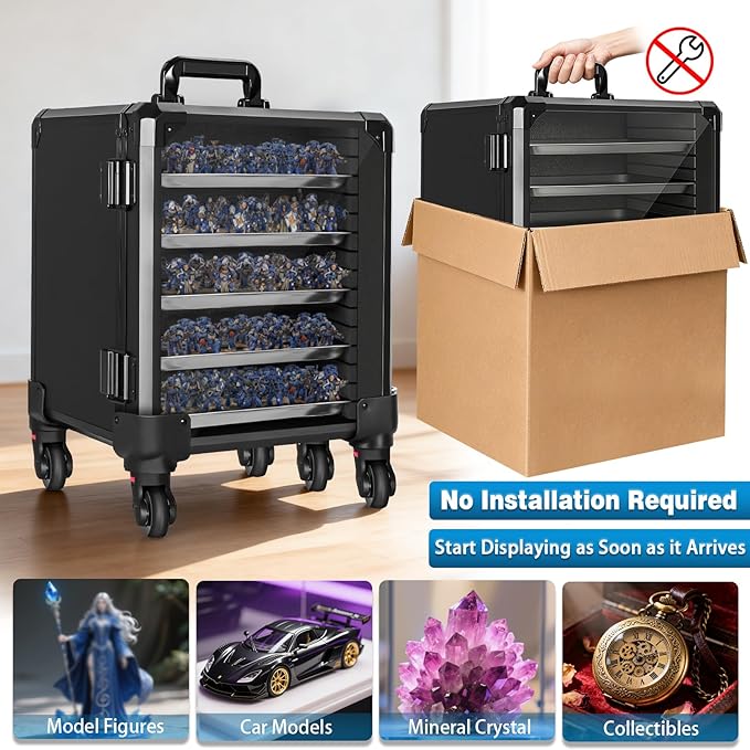 Miniatures Storage Case Miniatures Transport Case Aluminum Alloy Frame Display - Image 5