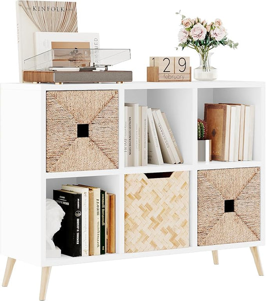 6 Cube Storage Organizer, Wood Bookcase by Flrrtenv