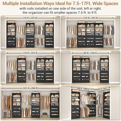 Aheaplus Closet System with 12 Drawers, 8.5-11.5Ft Wood Closet Organizer System - Image 2