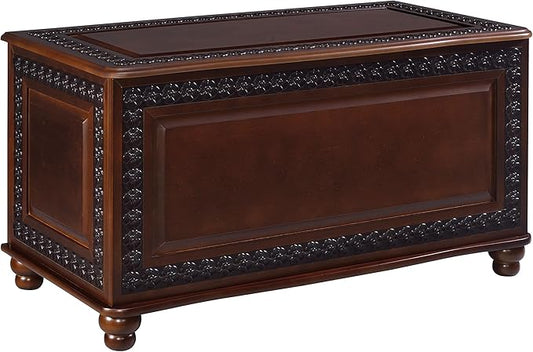 BOWERY HILL 40" x 21" Traditional Wood Cedar Blanket Chest, Flip Open Storage by BOWERYHILL