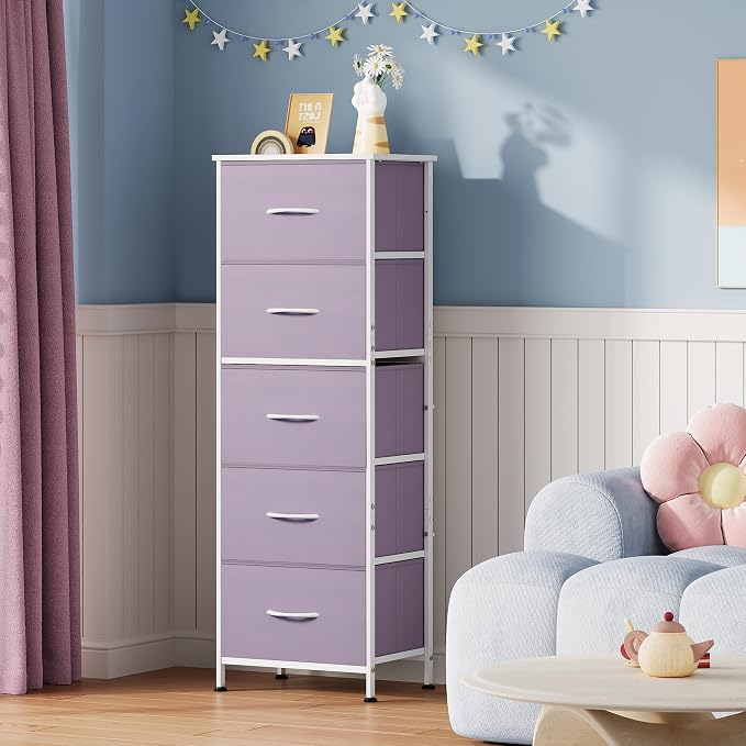 WLIVE Fabric Dresser, 5-Drawer Tall Dressers - Image 2