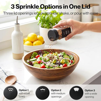 EDELHAUS Glass Spice Jars with Label and Black Rotating Lids Spice Containers - Image 3