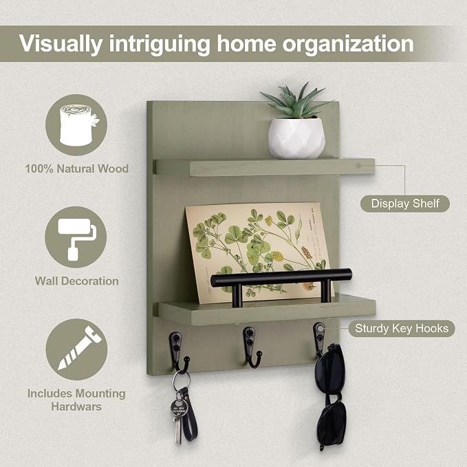 Key Holder Wall Mount, Mail Shelf Decor - Image 2