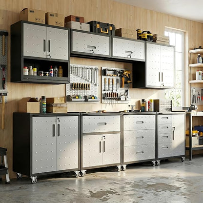 8-Piece Heavy Duty Steel Garage Cabinet System | All-in-One Modular Garage by VIYET