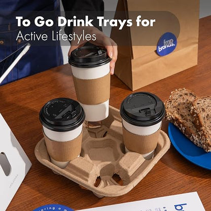 FMP Brands 4 Cup Disposable Drink Carrier Trays, 80 Pack Compostable Pulp Fiber - Image 4