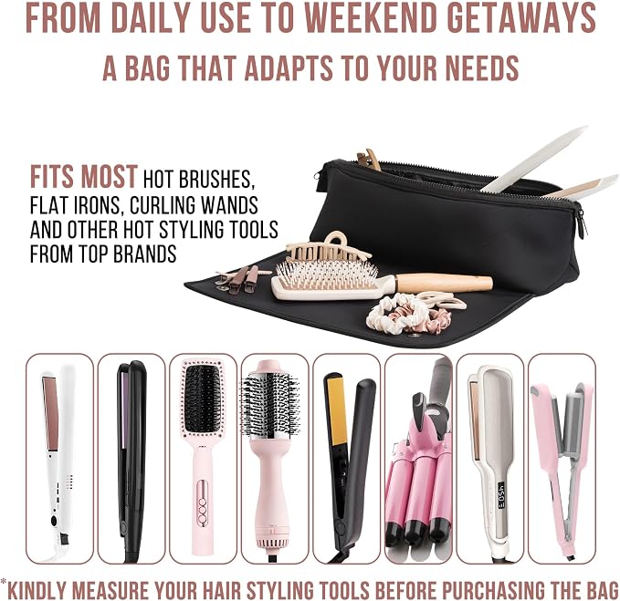BAREFOOT CARIBOU Hair Tools Travel Bag and Heat Resistant Mat - Image 6