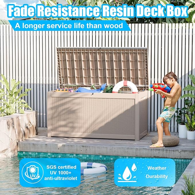 320 Gallon Outdoor Deck Box, Resin Waterproof Storage Box - Image 3