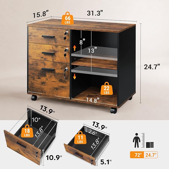 DEVAISE 3-Drawer File Cabinet - Image 2