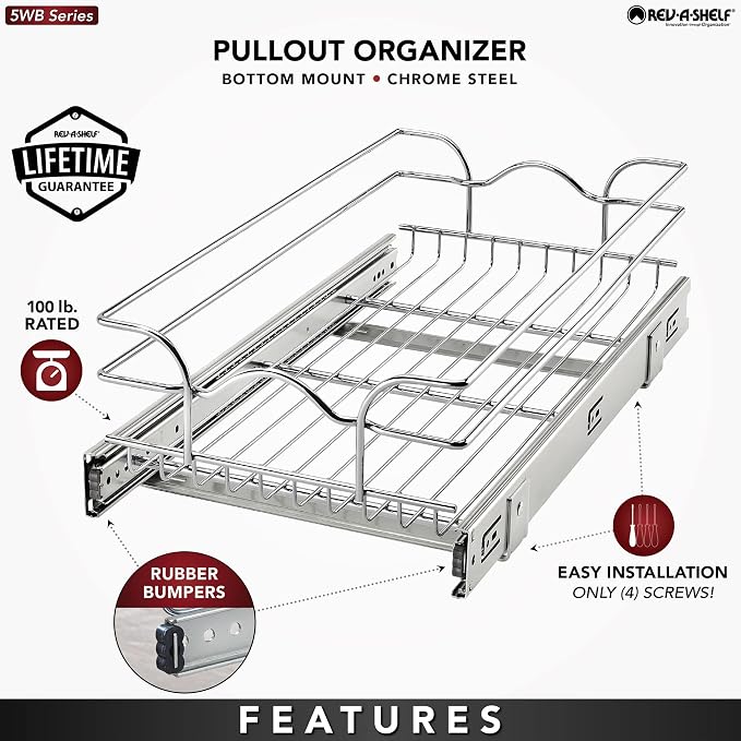 Rev-A-Shelf Pullout Kitchen Cabinet Drawer and Rolling Organizer Cabinet Pantry - Image 3