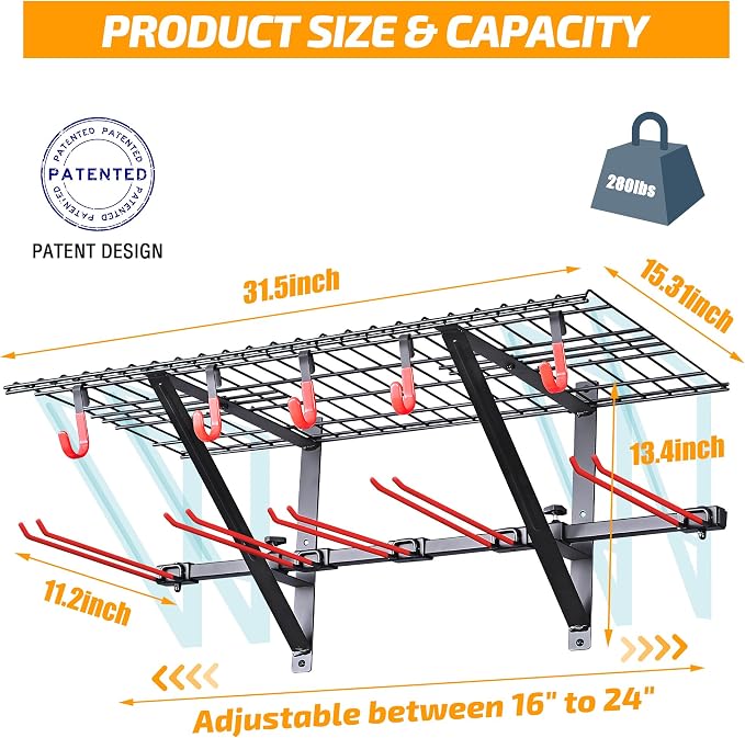 PLKOW Wall-Mounted Ski Rack, Skis Storage Rack - Image 4