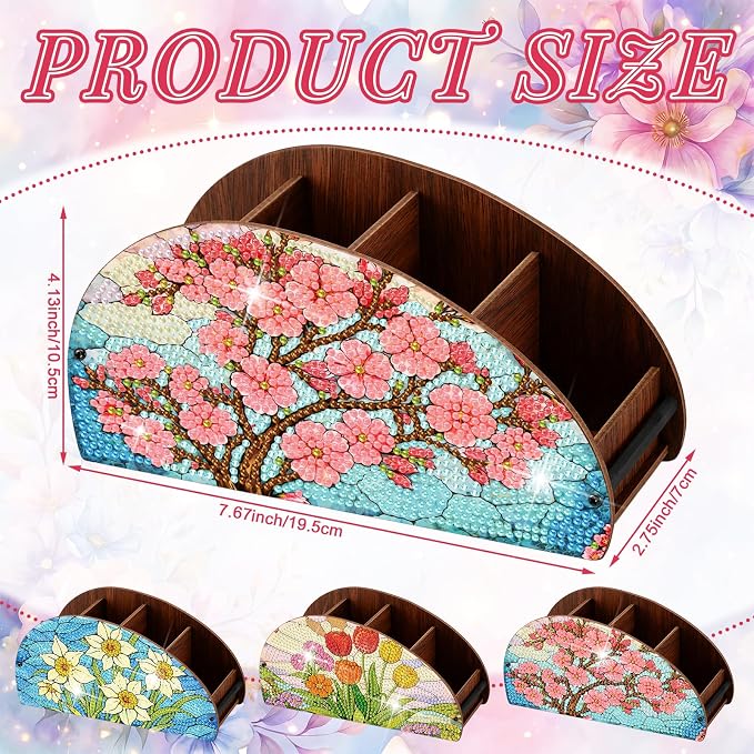 Novabright 3 Pcs Stained Glass Flower Diamond Art Organizer Storage Boxes DIY - Image 3