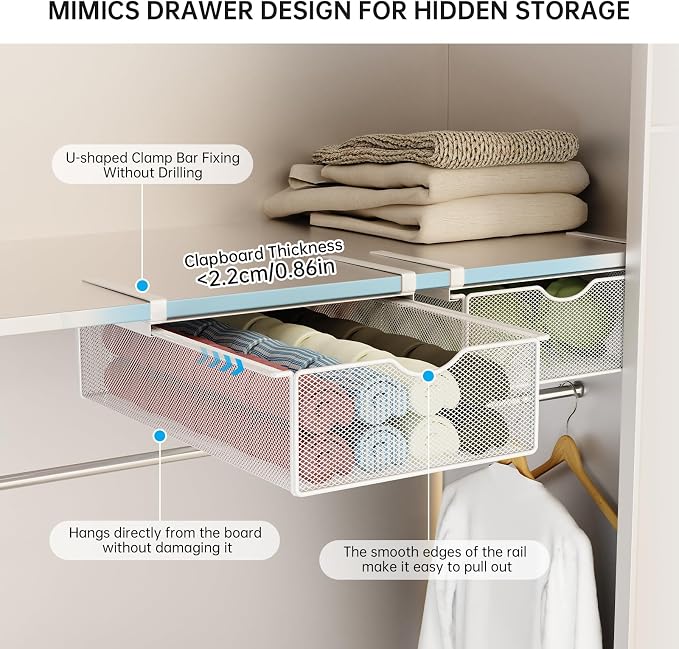 2 Pack Closet Pull-Out Baskets Organizer, - Image 4
