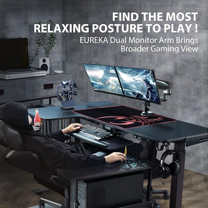 EUREKA ERGONOMIC Dual Monitor Stand, Fully Adjustable Gas Spring Double Monitor - Image 3