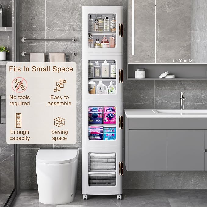 VECELO 4-Tier Tall Narrow Storage Cabinet - Image 3