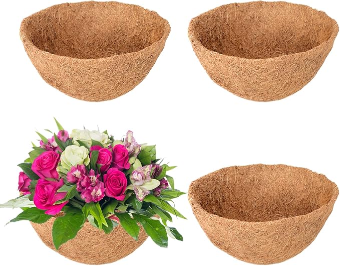 4 Pack 12 Inch Hanging Basket Coco Liners Replacement, 100% Natural Round by Legigo