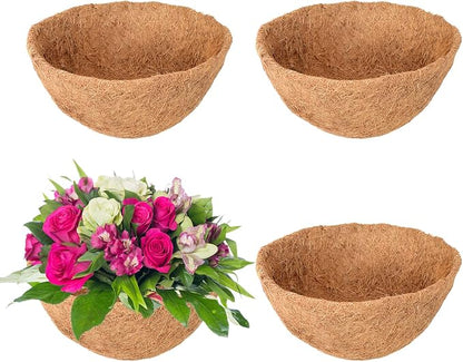 4 Pack 12 Inch Hanging Basket Coco Liners Replacement, 100% Natural Round by Legigo