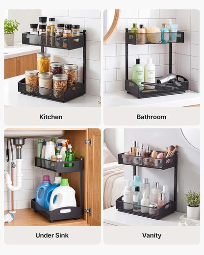 VEVOR Under Sink Organizer, 2 Pack 2-Tier Pull Out Cabinet Organizer - Image 6