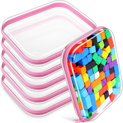 Sanwuta 6 Pcs Clear Hard Zipper Case Hard Plastic Zipper Pouches Transparent by Sanwuta