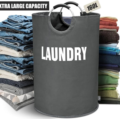 DOKEHOM 160L XX-Large Laundry Basket, Collapsible Laundry Bag, Foldable Laundry - Image 6