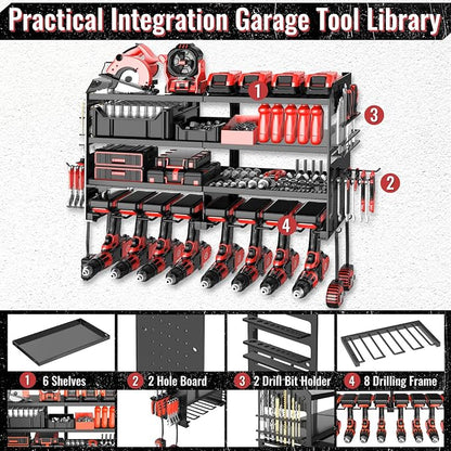 Power Tool Organizer Wall Mount, Metal 4 Layer Heavy Duty Metal Power Tool - Image 4