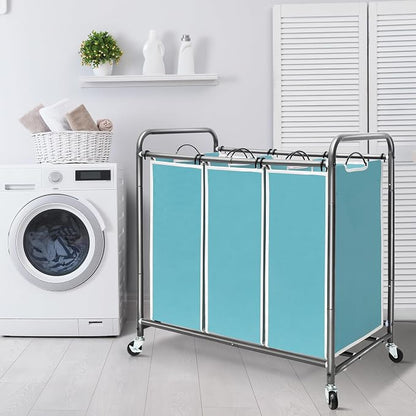 STORAGE MANIAC 3 Section Laundry Sorter, 35.9 Gal Laundry Hamper Cart - Image 6