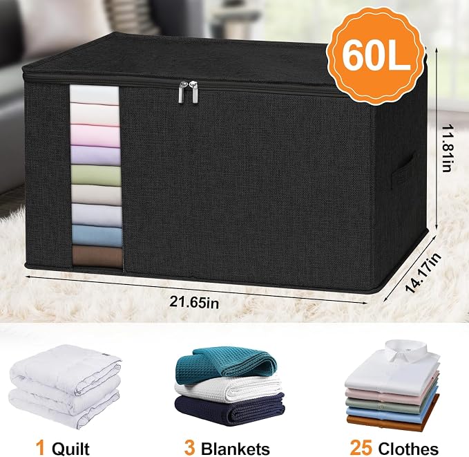 punemi 2 Pack Clothes Storage, Sturdy Blanket Storage Bags - Image 2