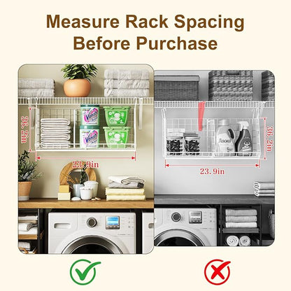 23.62” Extra-Long Under-Shelf Hanging Laundry Basket Organizer, Fits Wire - Image 3