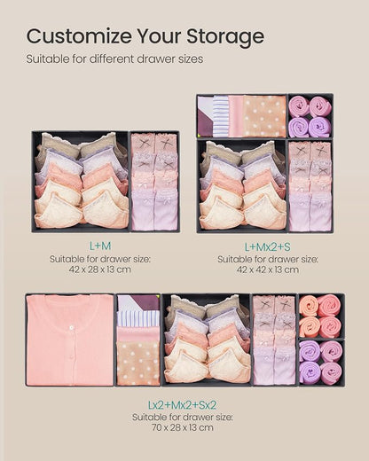 SONGMICS Drawer Organizer, Dresser Drawer Organizers, Foldable Fabric Storage - Image 5