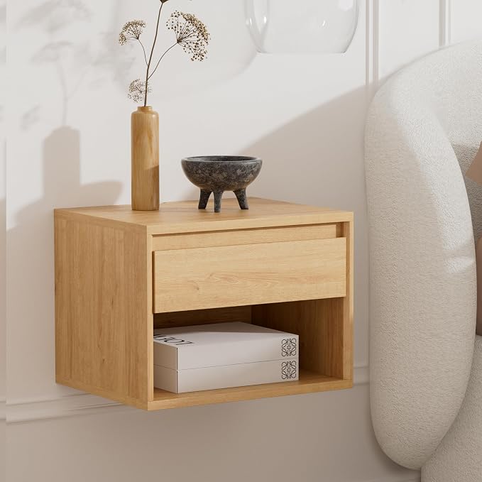 Floating Nightstand, Wall Mounted Bedside Table by EYYTHUNG