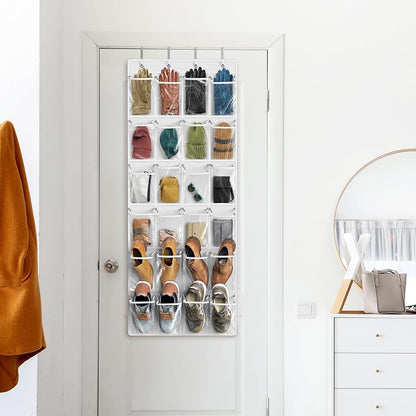 Simple Houseware 24 Pockets Large Clear Pockets Over The Door Hanging Shoe - Image 8