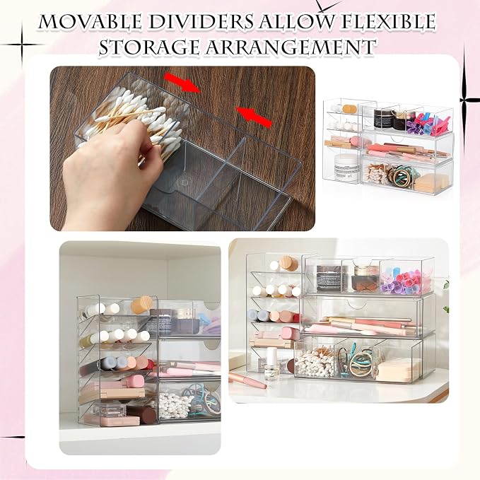 Kathfly 6 Pcs Medicine Cabinet Organizer Acrylic Stackable Clear Makeup - Image 3