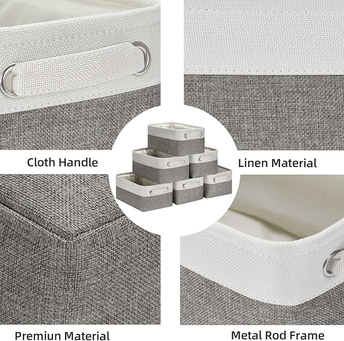 HNZIGE Small Organizer Bins for Shelf, Small Fabric Collapsible Baskets for - Image 2