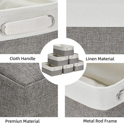 HNZIGE Small Organizer Bins for Shelf, Small Fabric Collapsible Baskets for - Image 2